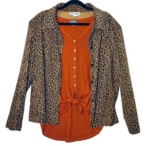 Vintage Briggs Leopard Print Shacket Shirt Jacket 2X